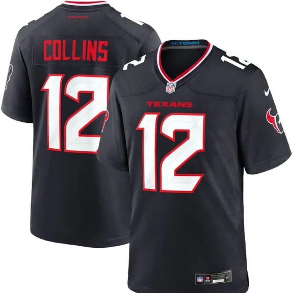 Mens Kids Youths  Nico Collins Stitched Navy Jersey